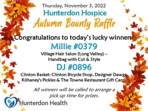 Hunterdon Hospice November 3rd winners