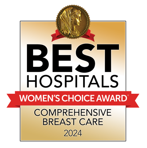 Logo for 2024 Women's Choice Best Hospital for Comprehensive Breast Care