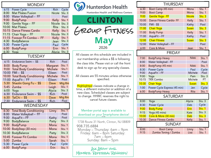 May Group schedule Clinton