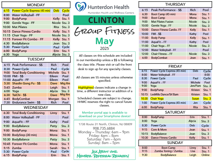 Group Fitness Schedule May 25 - Clinton