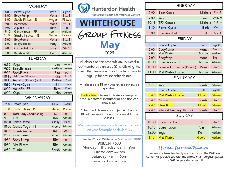 May Group schedule Whitehouse