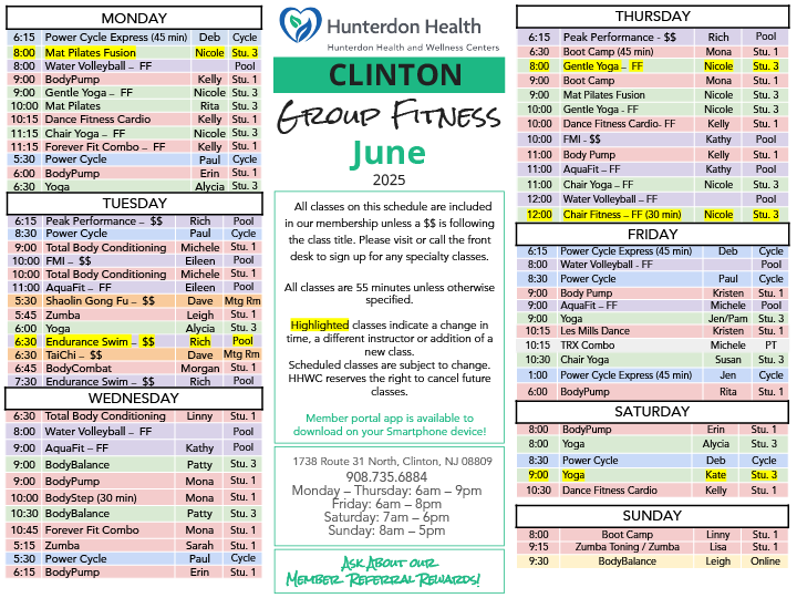 June 2025 - Group Fitness Schedule - Clinton