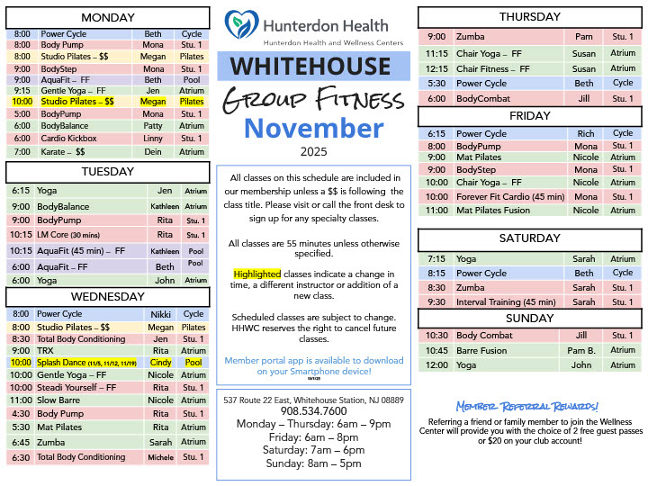 Whitehouse Group Schedule - November 2025