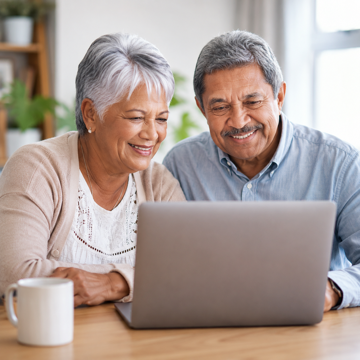 Older couple watching laptop
