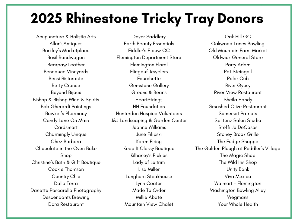 2025 Rhinestone Tricky Tray Donors