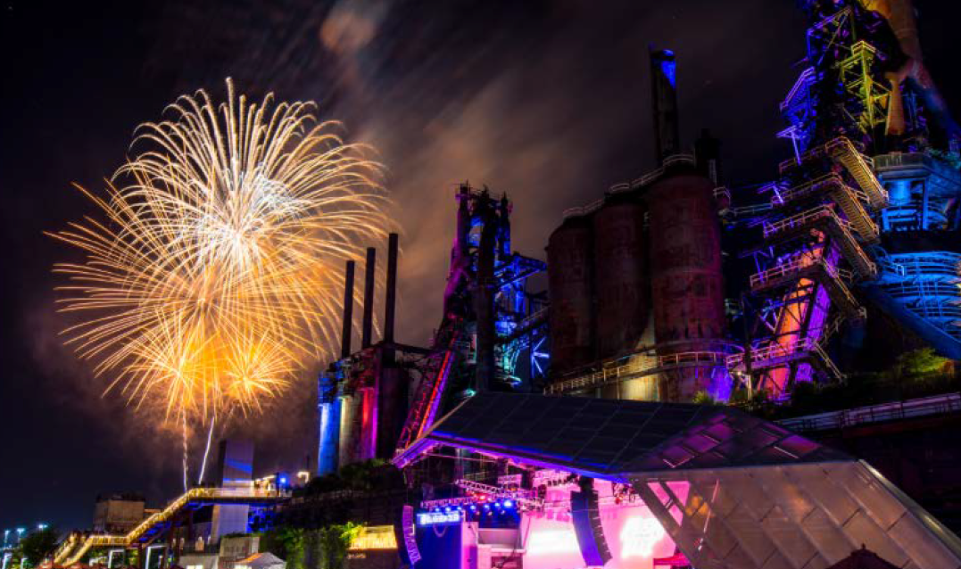 Steel Stacks at night