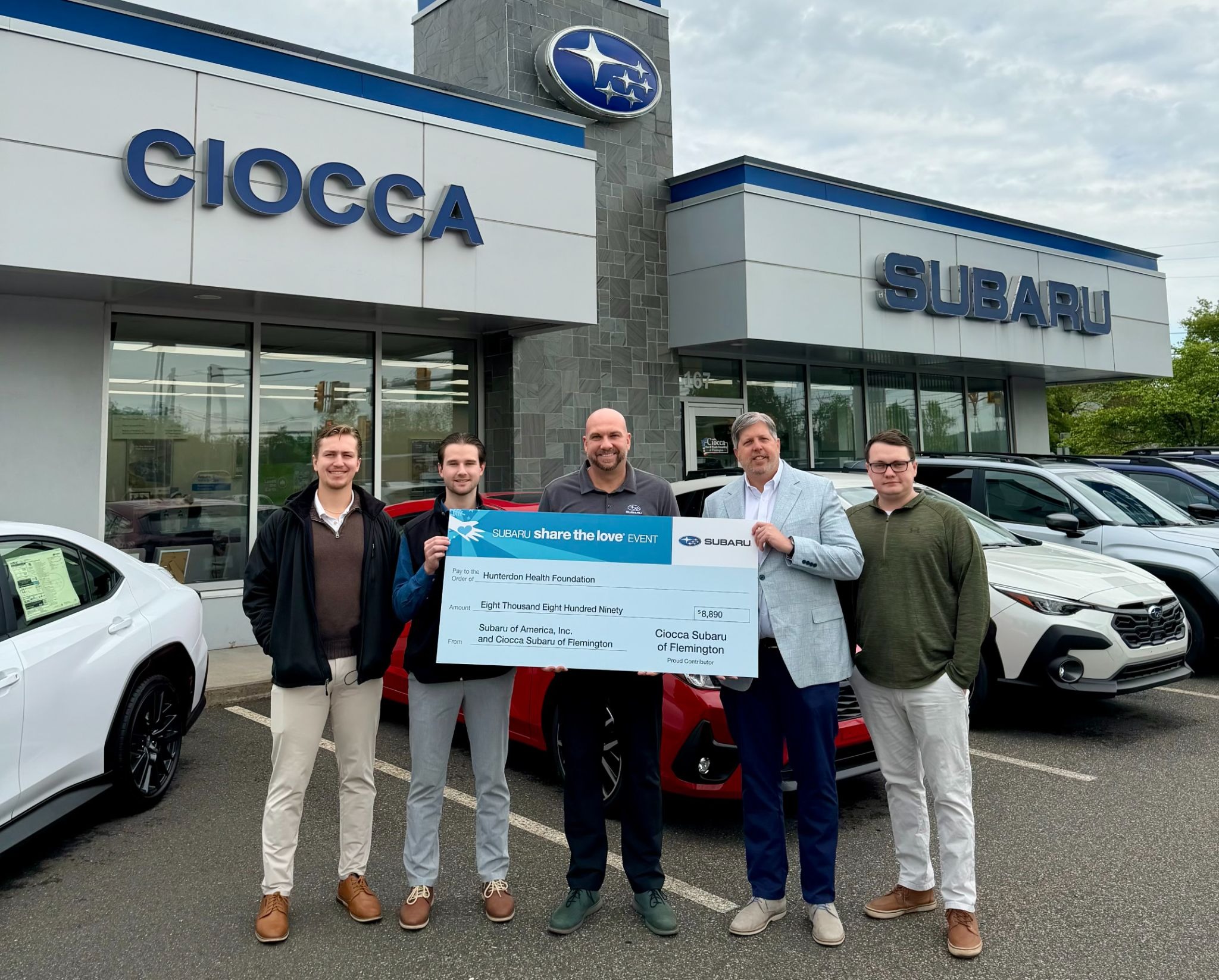 Ciocca Subaru of Flemington presents Share the Love check to Hunterdon Health Foundation