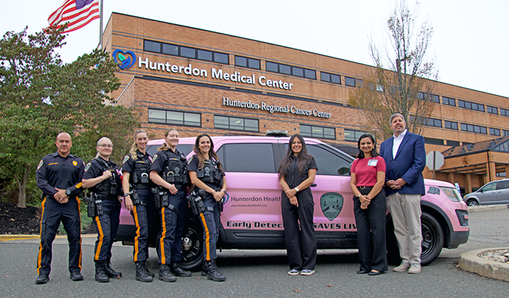 2026 picture of the Montgomery breast cancer awareness police car.