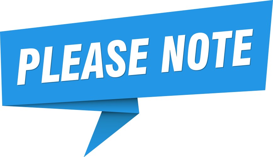 Please note banner