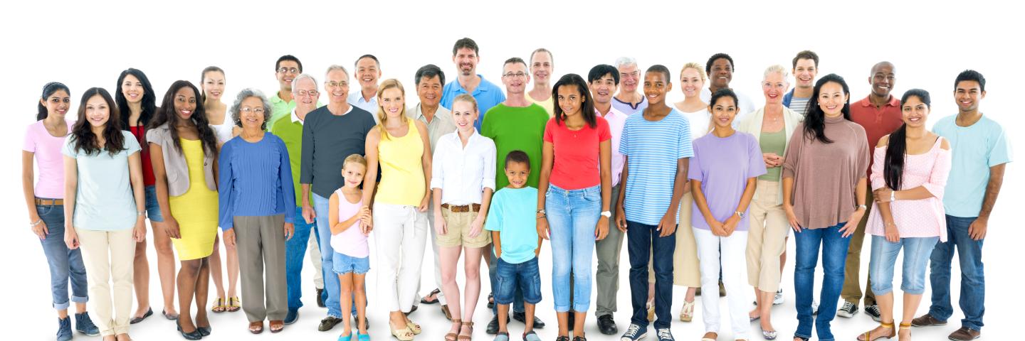 Group of Diverse kids and Adults 