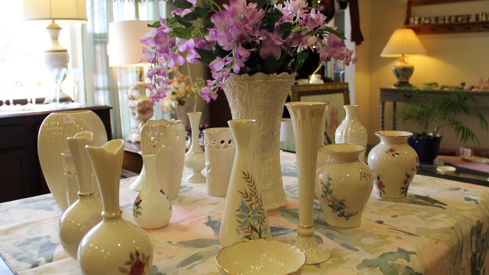 Lenox Vases on display at Yesterdays Treasures