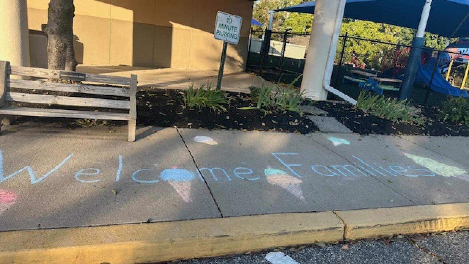 Bright Tomorrows Welcome Parents chalk 