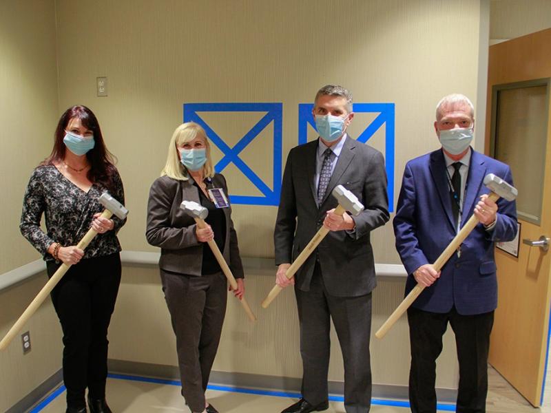 A group gathers to officially start construction on Hunterdon Advanced Imaging at Clinton.