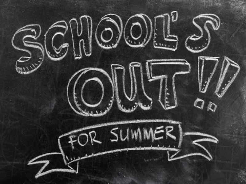 School is Out written on chalkboard