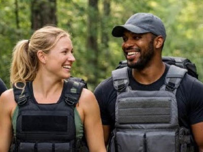 Man and woman walking with a rucksack