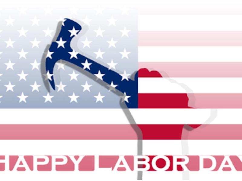 Labor Day American flag wtih hammer