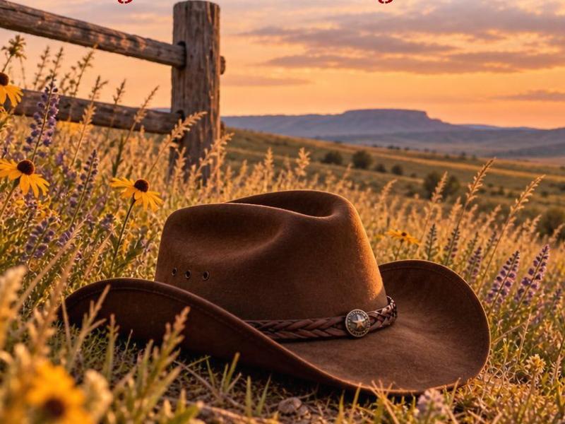 Cowboy hat along fence