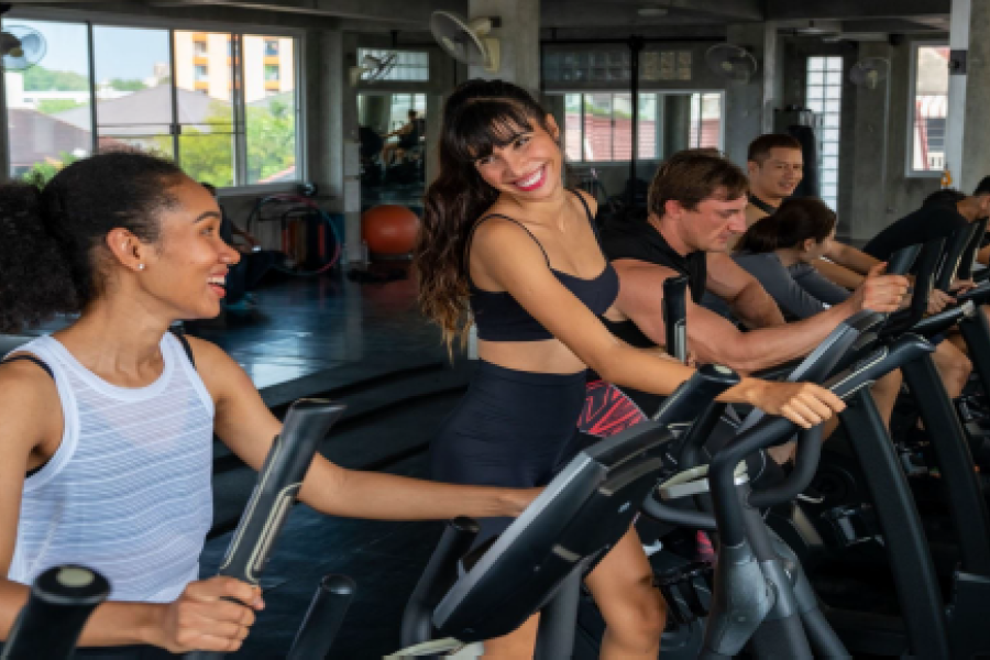 People on treadmills in a gym