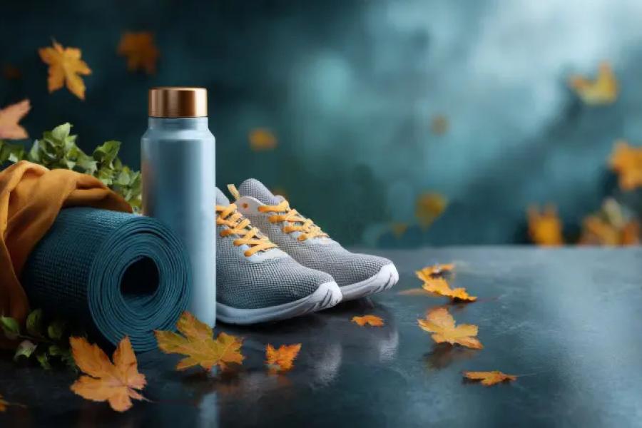 fitness gear with autumn leaves