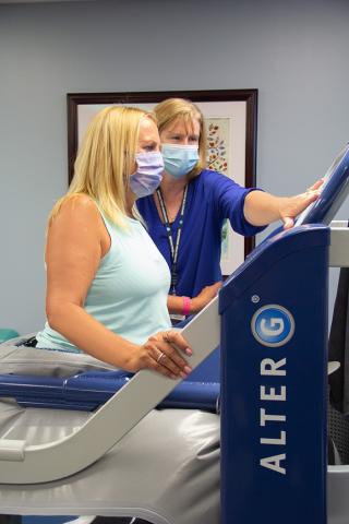 Oncology Rehab Patient using Alter G Machine