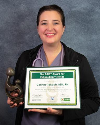  On October 31st, Corinne Takach, BSN, RN, received the DAISY Award for Hunterdon Health.  