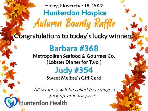 Hunterdon Hospice Raffle Winners