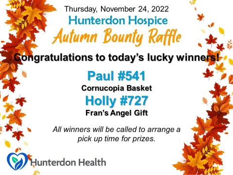 Hunterdon Hospice Nov 24th winners
