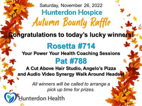 Hunterdon Hospice Nov. 26th winners