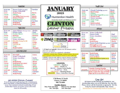 Clinton - Jan 23 Group Fitness Schedule