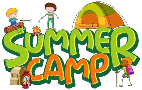 Summer Camp illustration with kids