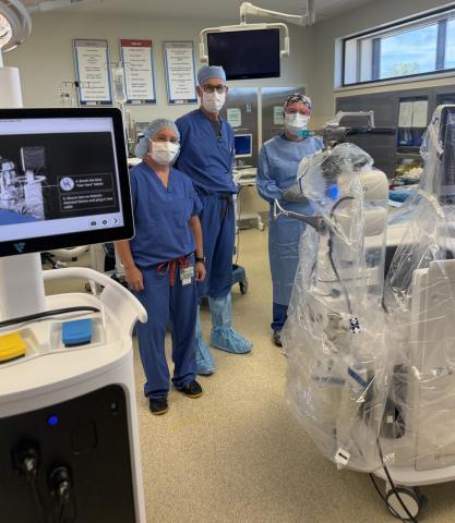 Dr. More, an orthopedic sugeon uses the VELYS robot during surgery at Hunterdon Medical Center.