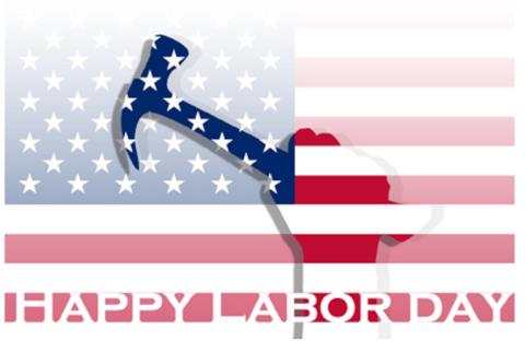 Labor Day American flag wtih hammer